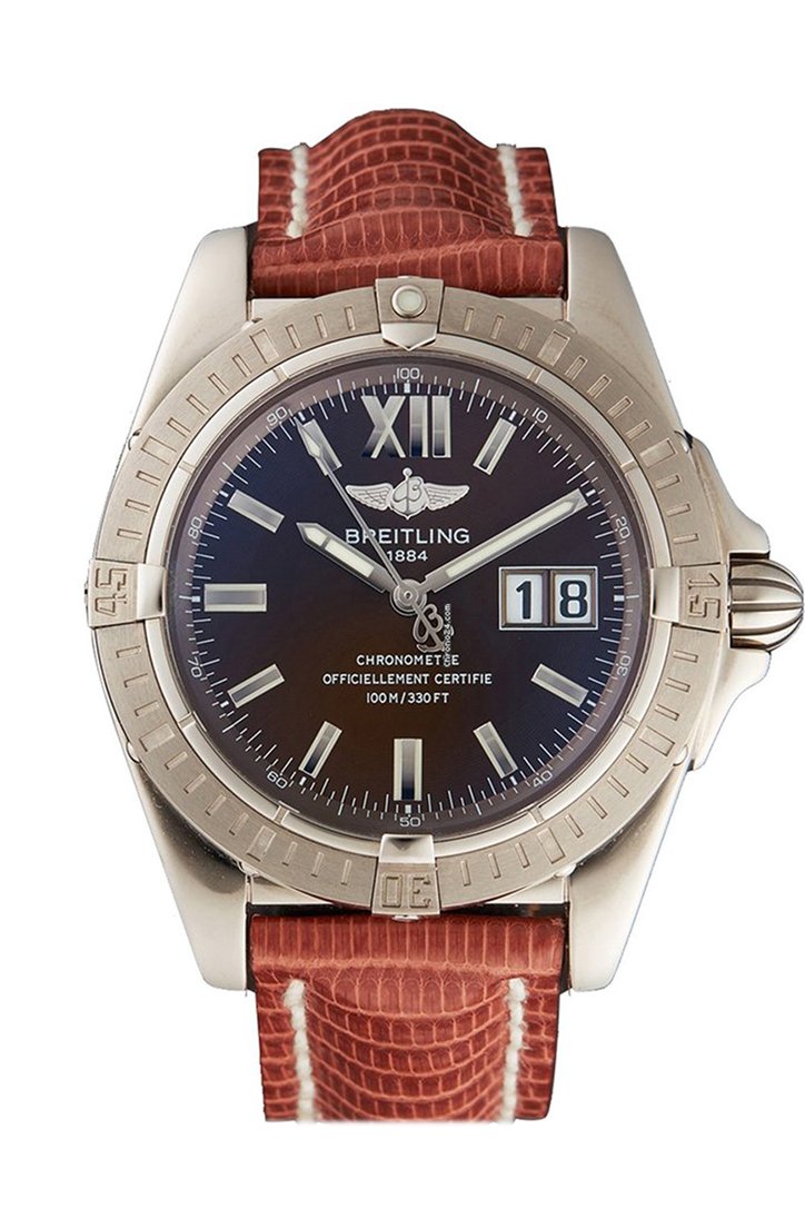 BRE!TLING Chronomat White Gold Black Croc Strap J4935011 Q532