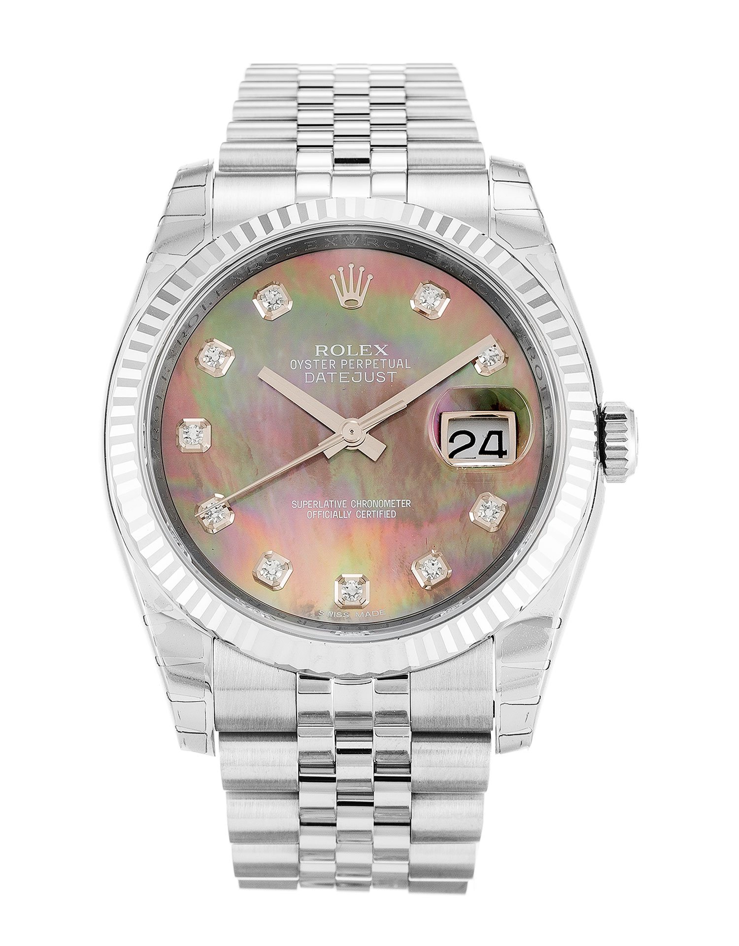 rol€x Datejust Pearl Black-Diamond Dial 116234