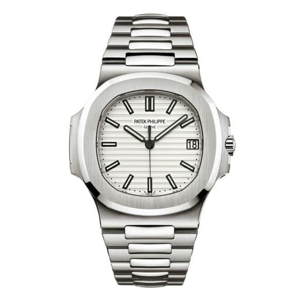 PAT€K PHIL!PPE Nautilus Silvery White Dial Stainless Steel Mens Watch 5711-1A-011