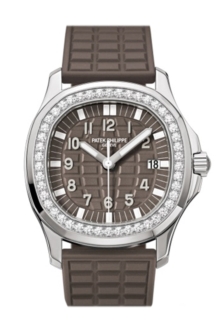 PAT€K PHIL!PPE Aquanaut Quartz Diamond Brown Dial Ladies Watch 5067A-023