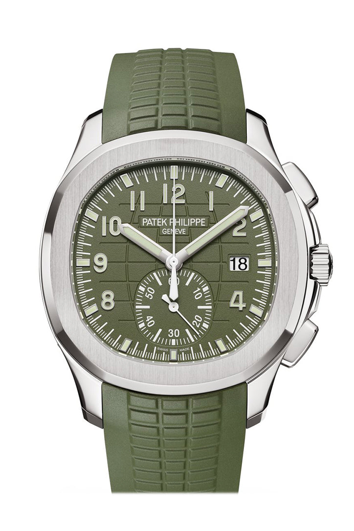 PAT€K PHIL!PPE Aquanaut Khaki Green Mens Watch 5968G-010