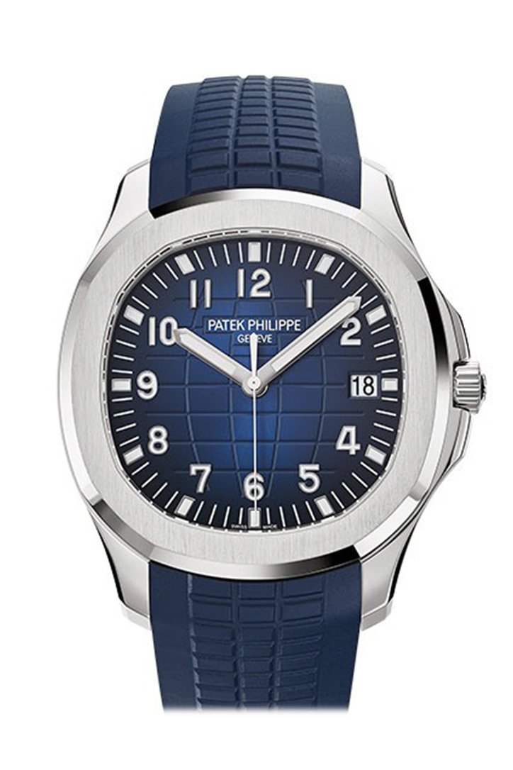 PAT€K PHIL!PPE Aquanaut Blue Dial 18K White Gold Men's Watch 5168G-001