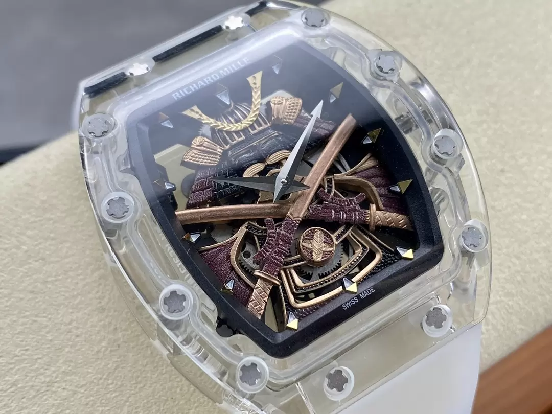 RICH@RD M!LLE RM 47 SAMURAI SAPPHIRE WHITE RUBBER STRAP SWISS REPLICA 42.7MM