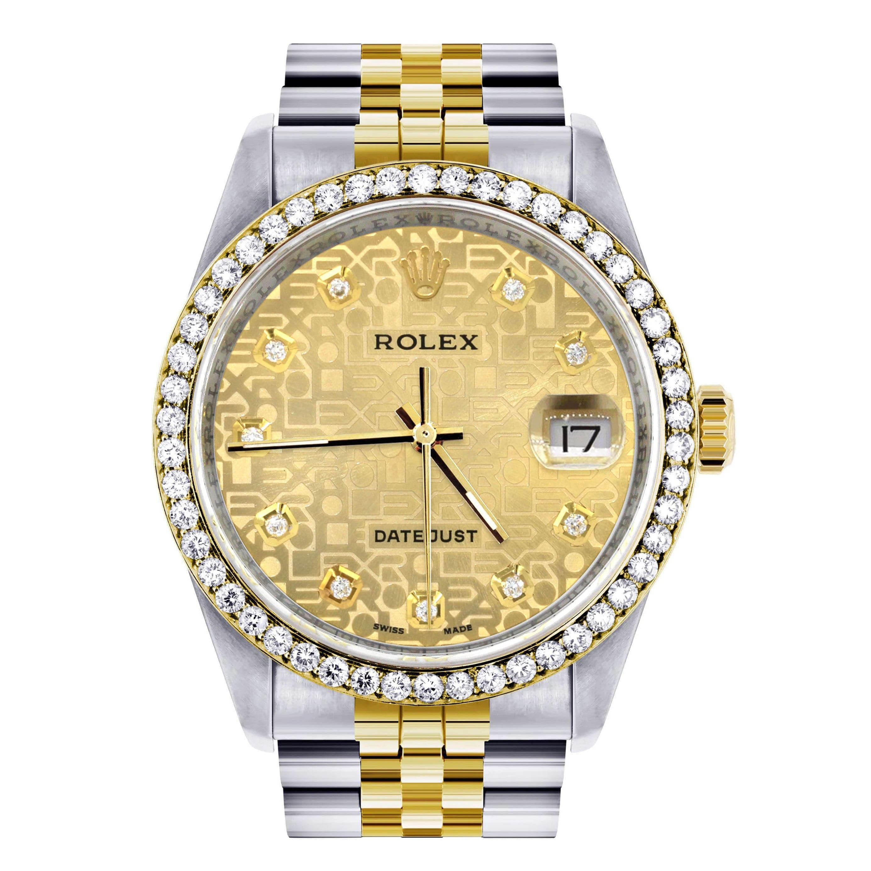 Gold rol€x Datejust Watch 16233 Two Tone for Men | 36Mm | Gold Texture Dial