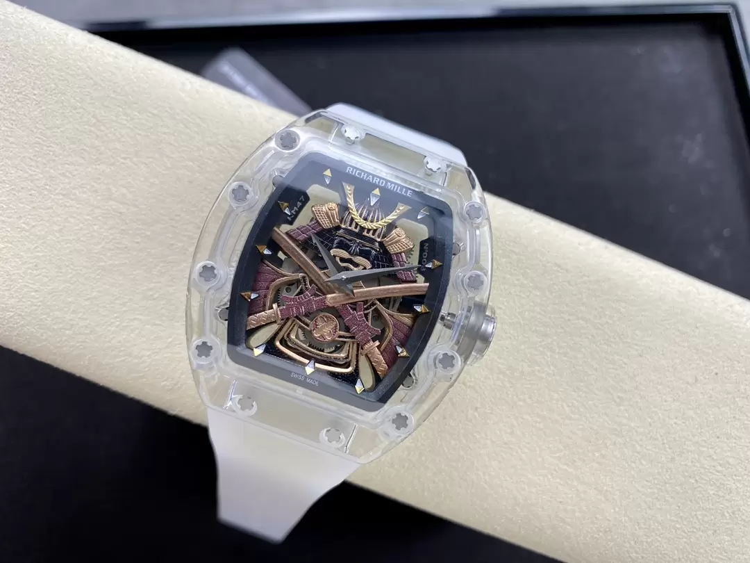 RICH@RD M!LLE RM 47 SAMURAI SAPPHIRE WHITE RUBBER STRAP SWISS REPLICA 42.7MM