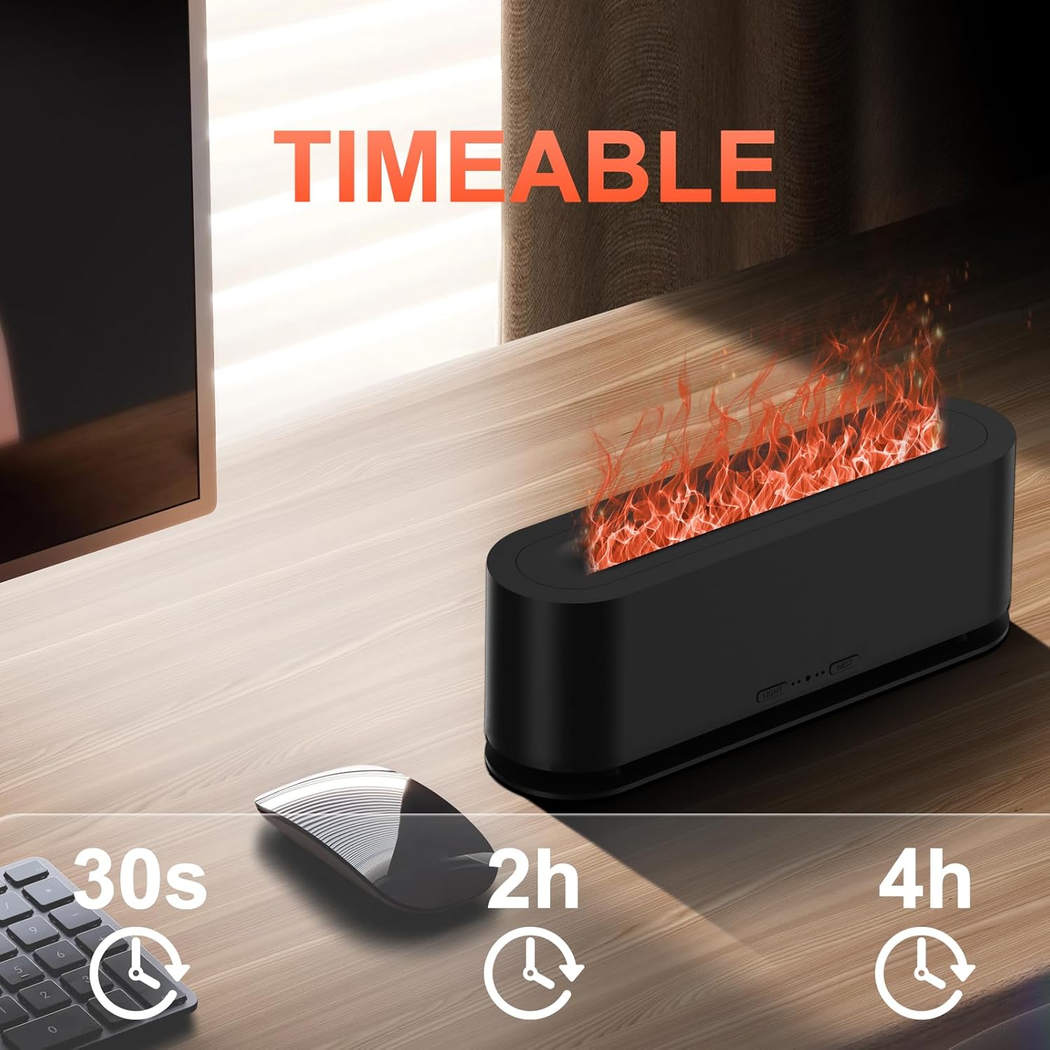 Colorful Flame Fire Diffuser Humidifier, 7 Colors Changing Oil Diffuser, Ultra-Quiet Aroma Essential Oils Aromatherapy Diffusers for Large Room, Bedroom, Office(Timeable, Waterless Auto off-150ml)