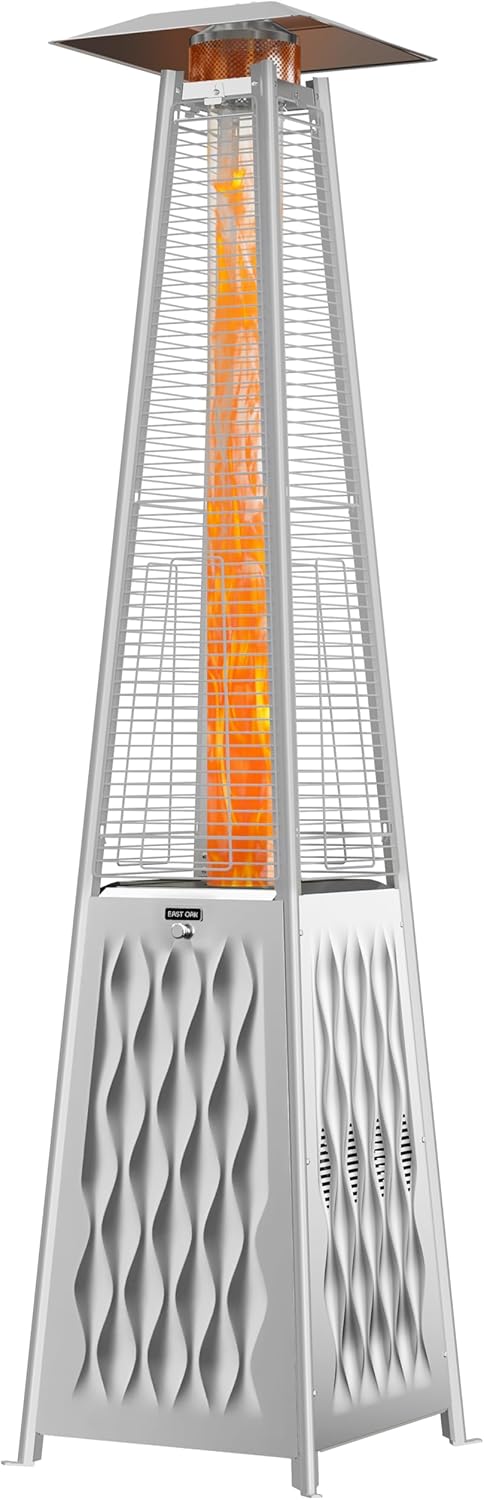 EAST OAK Pyramid Patio Heater, 48,000 BTU Outdoor Patio Heater, Quartz Glass Tube Propane Heater, Triple Protection System, With Wheels, Outdoor Heater for Commercial & Residential, Green