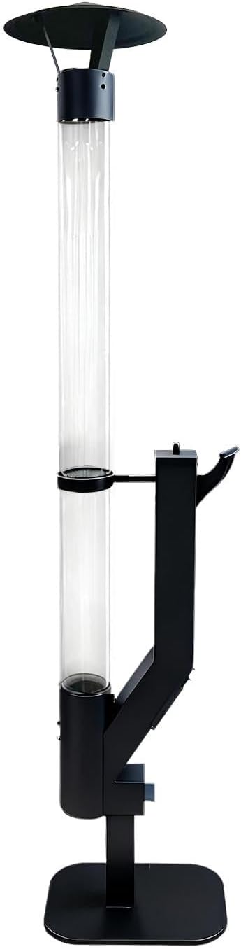 Wood Pellet Patio Pit, Portable Gravity Feed Outdoor Heater with Glass Tube Flame, Smokeless Non-Electric Rocket Pit for Backyard, Deck, Camping & RV (Black) (64 Wheels)