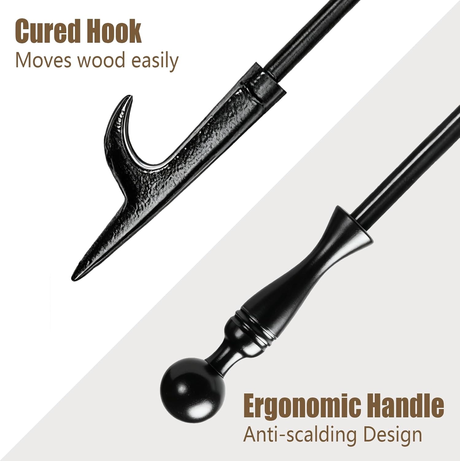 AMAGABELI GARDEN & HOME 26 Long Firewood Tongs Log Grabber for Fireplace Fire Pit Campfire Bonfire for up 12'' Thick Logs Heavy Duty Wrought Iron Outside Outdoor Indoor Wood Stove Fire Place Tools