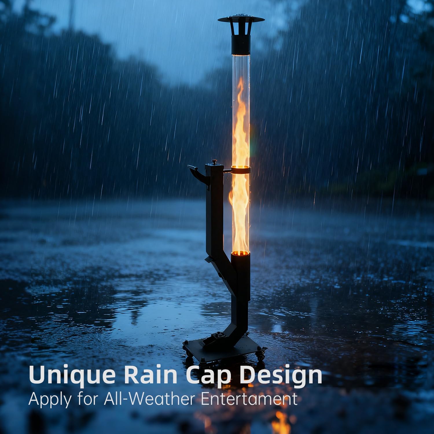 Eco Flame Smokeless Wood Pellet Fire Pit & Patio Heater, Portable Outdoor Rocket Stove with Glass Tube and Ash Tray for Backyard, Camping, Beach, Garden - Stainless Steel Classic