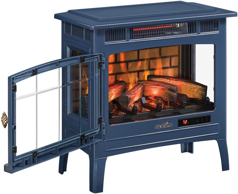 duraflame Freestanding Electric Fireplace Stove Heater with 3D Flame Effect for 1,000 Sq. Ft. Room, Black