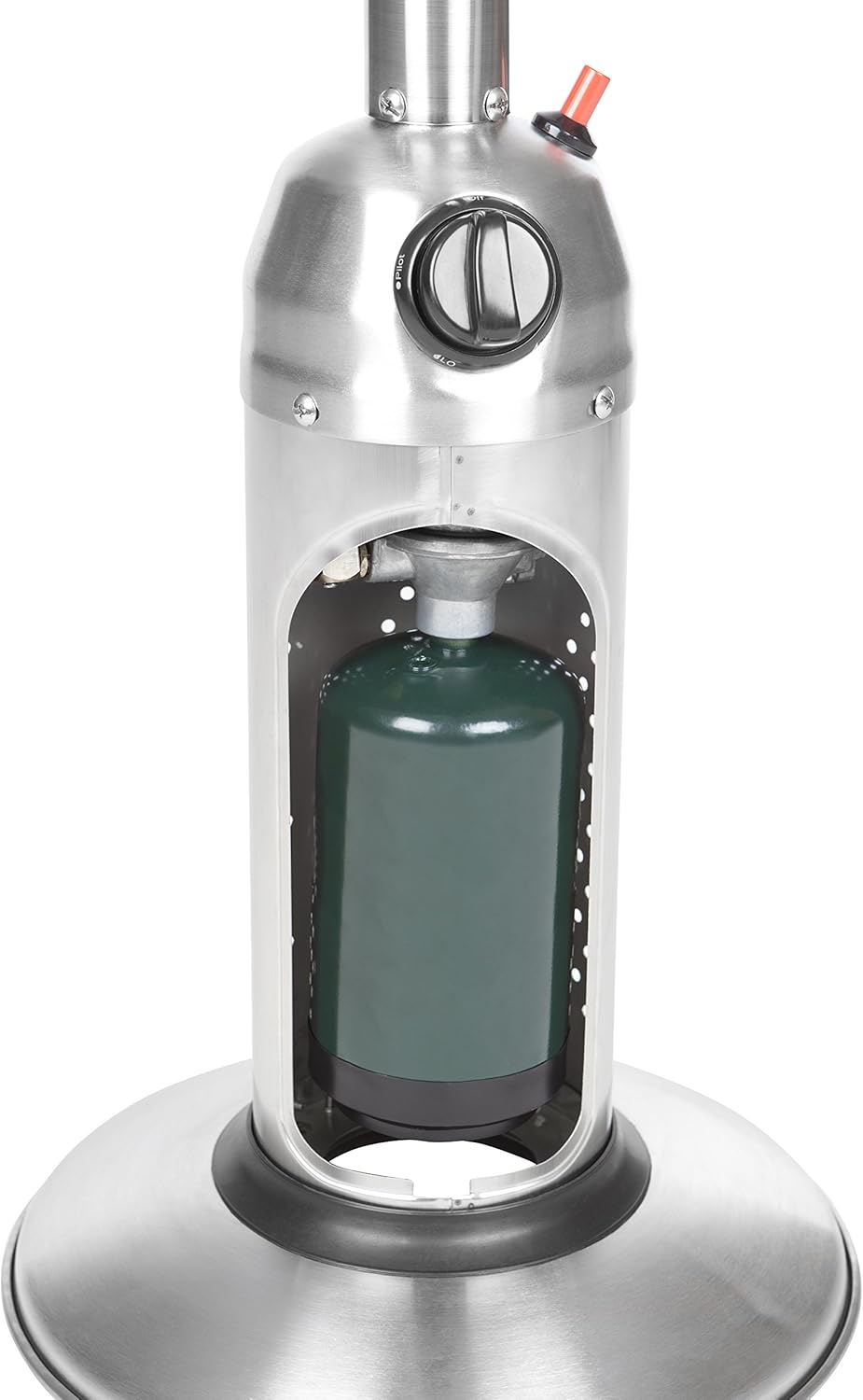 Fire Sense 60262 Portable Patio Heater Outdoor Tabletop Lightweight Propane 10,000 BTU Auto-Shutoff Valve CSA Approved - Stainless Steel