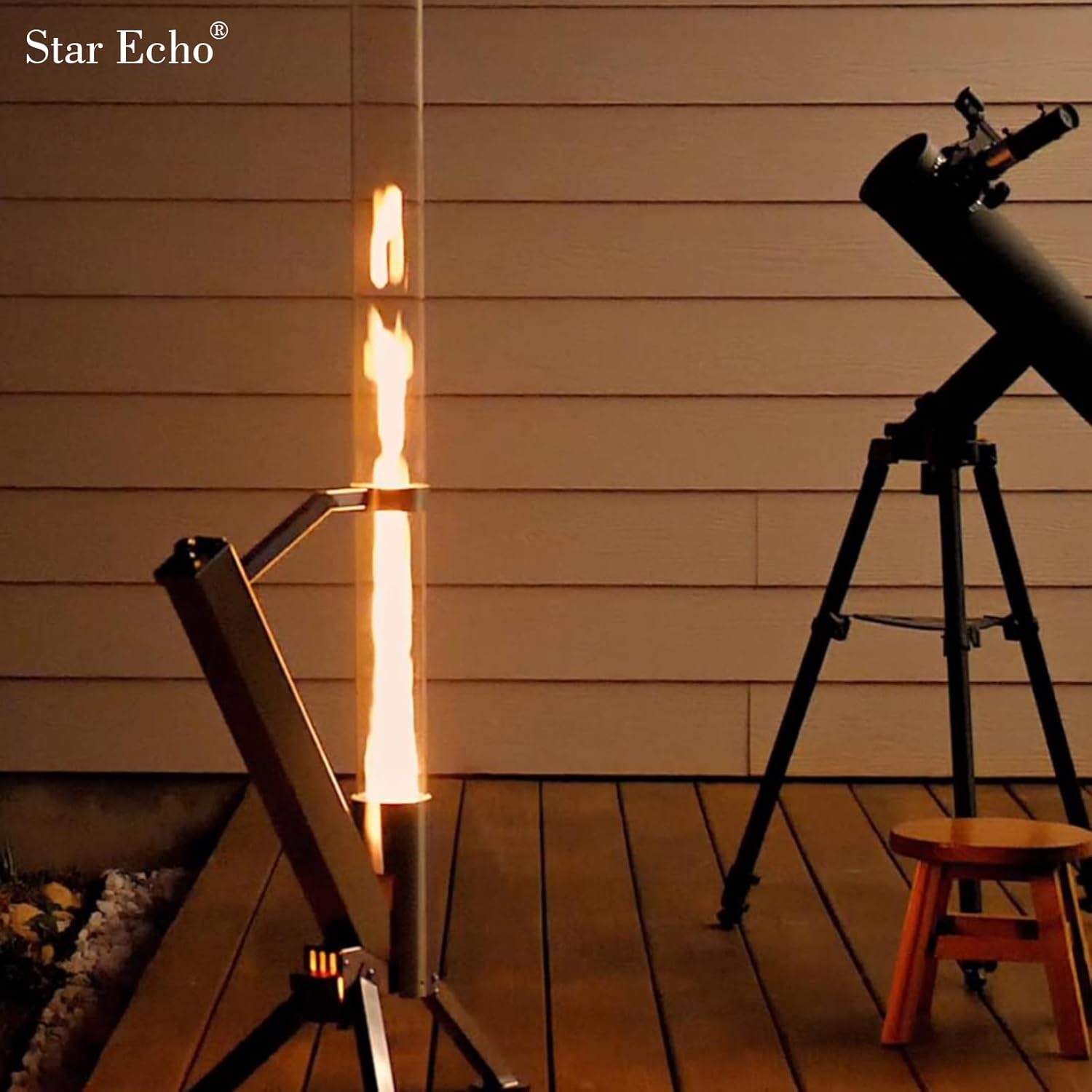 StarEcho Wood Pellet Patio Heater for Outdoor,Portable Patio Pellet Fire Rocket,Glass Tube for Yard,Wood Fire Pit with Party (Black)