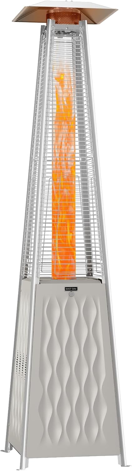 EAST OAK Pyramid Patio Heater, 48,000 BTU Outdoor Patio Heater, Quartz Glass Tube Propane Heater, Triple Protection System, With Wheels, Outdoor Heater for Commercial & Residential, Green