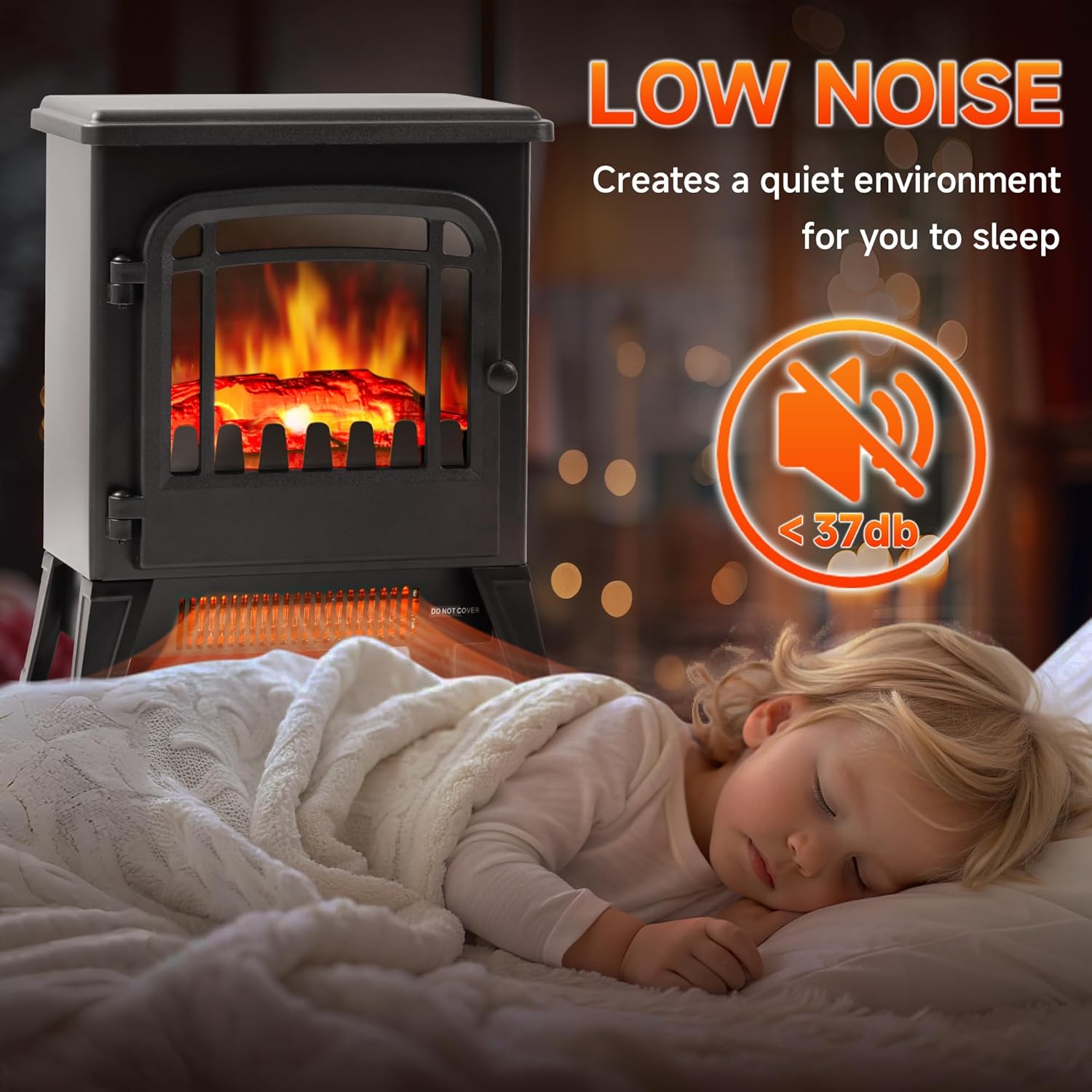 16 Small Electric Fireplace Heater - Desk Space Heater with Realistic Led 3D Flames, Freestanding Fire Places Electric Fireplace Heater for Indoor Use, 750 | 1500w, Overheating Protection