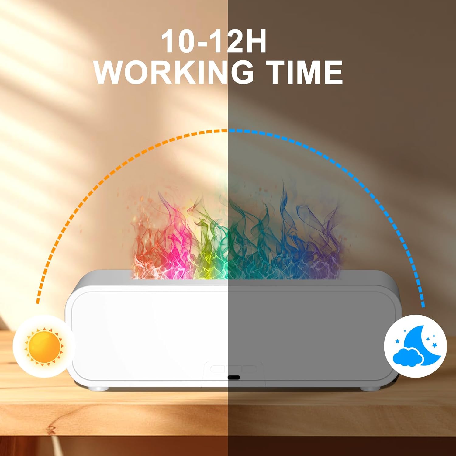 Colorful Flame Fire Diffuser Humidifier, 7 Colors Changing Oil Diffuser, Ultra-Quiet Aroma Essential Oils Aromatherapy Diffusers for Large Room, Bedroom, Office(Timeable, Waterless Auto off-150ml)