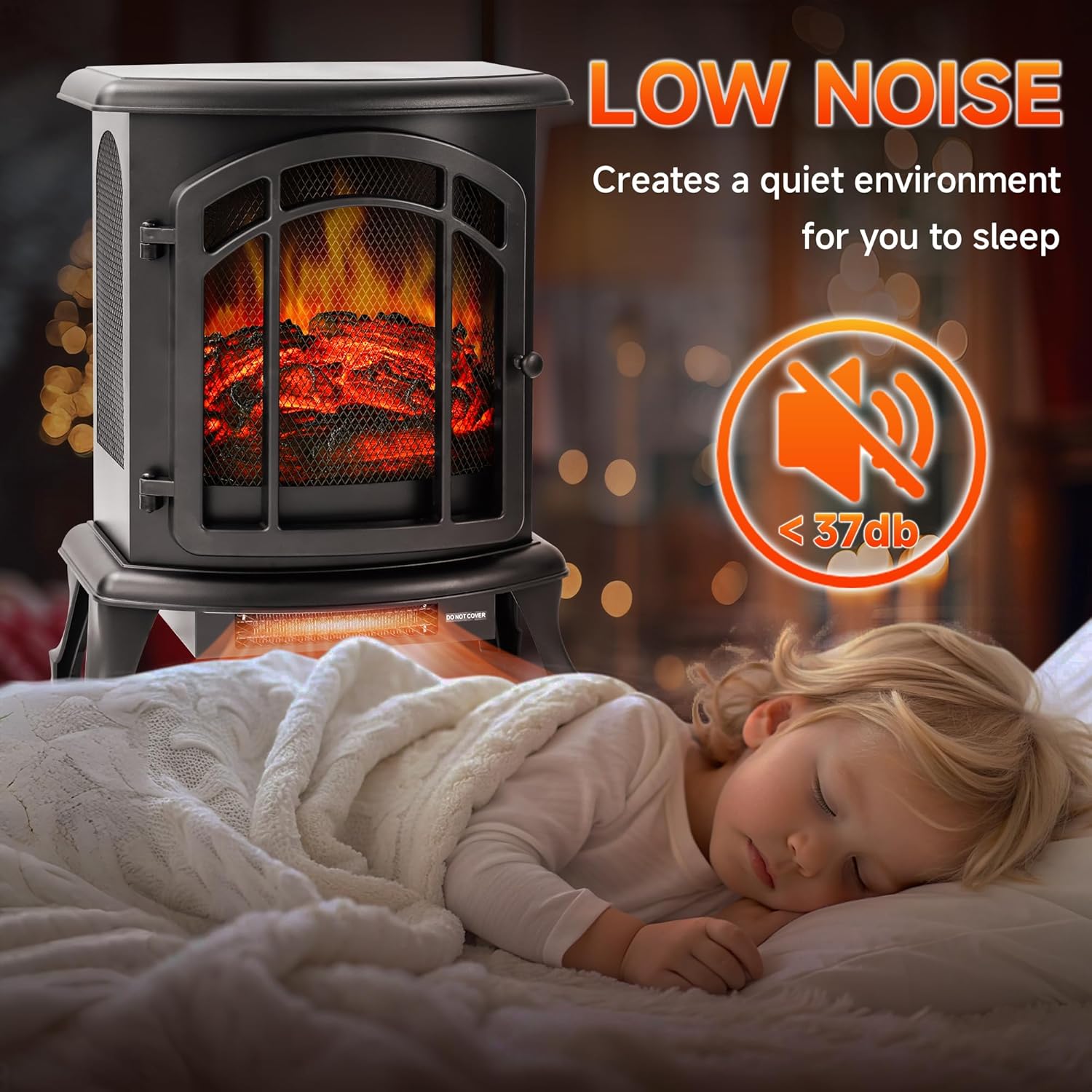 16 Small Electric Fireplace Heater - Desk Space Heater with Realistic Led 3D Flames, Freestanding Fire Places Electric Fireplace Heater for Indoor Use, 750 | 1500w, Overheating Protection