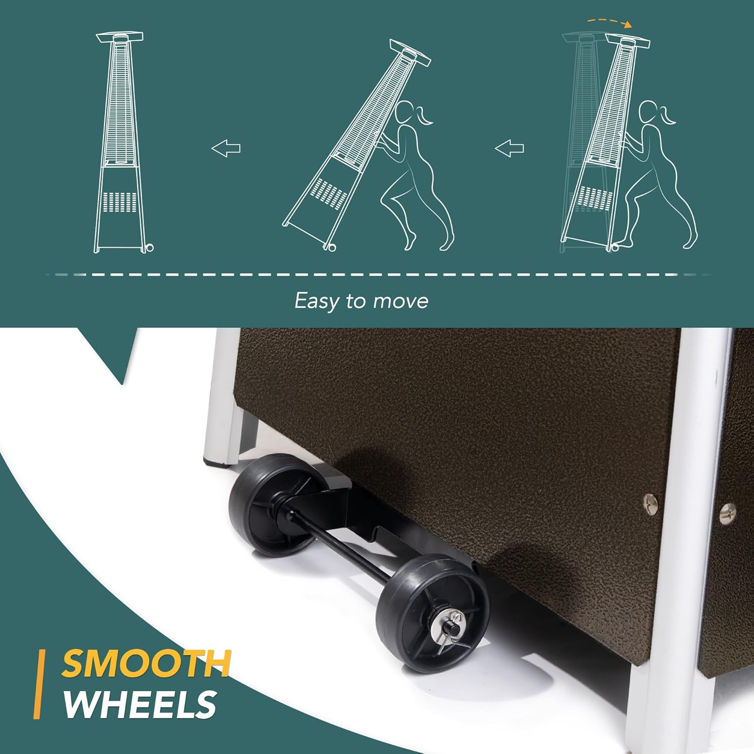 Pamapic Patio Heater with Cover, 48,000 BTU Pyramid Flame Outdoor Heater Quartz Glass Tube 87 Propane Heater