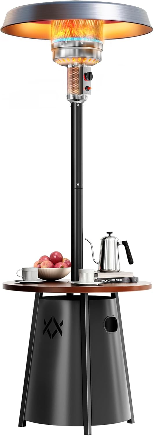 Pamapic Patio Heater with Cover, 48,000 BTU Pyramid Flame Outdoor Heater Quartz Glass Tube 87 Propane Heater