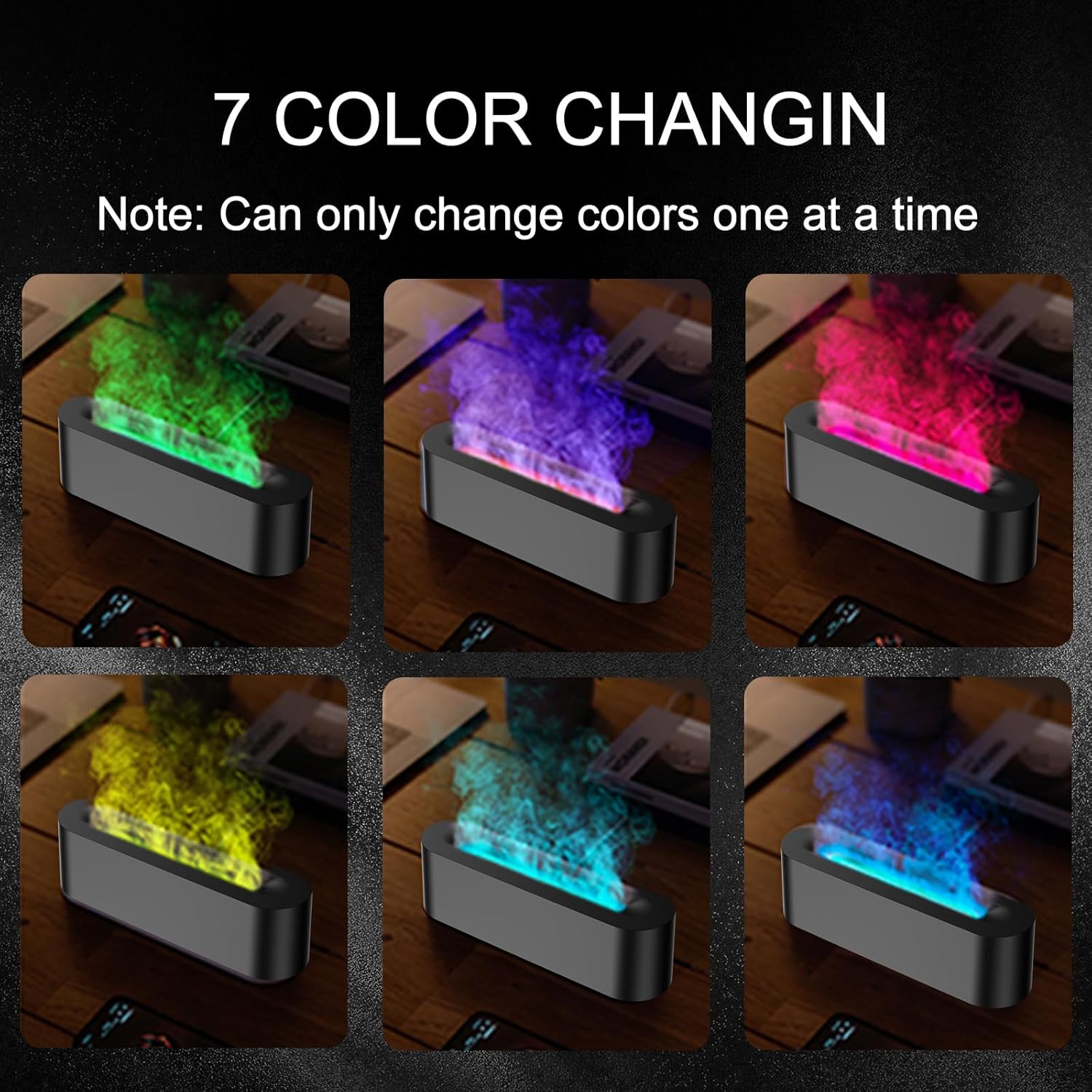 Colorful Flame Fire Diffuser Humidifier, 7 Colors Changing Oil Diffuser, Ultra-Quiet Aroma Essential Oils Aromatherapy Diffusers for Large Room, Bedroom, Office(Timeable, Waterless Auto off-150ml)