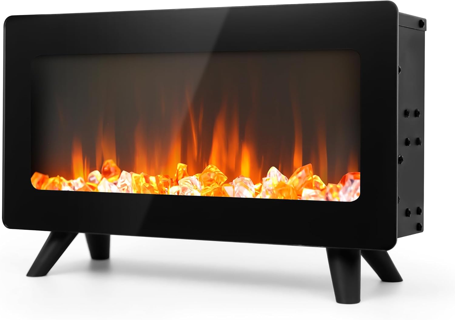 16 Small Electric Fireplace Heater - Desk Space Heater with Realistic Led 3D Flames, Freestanding Fire Places Electric Fireplace Heater for Indoor Use, 750 | 1500w, Overheating Protection
