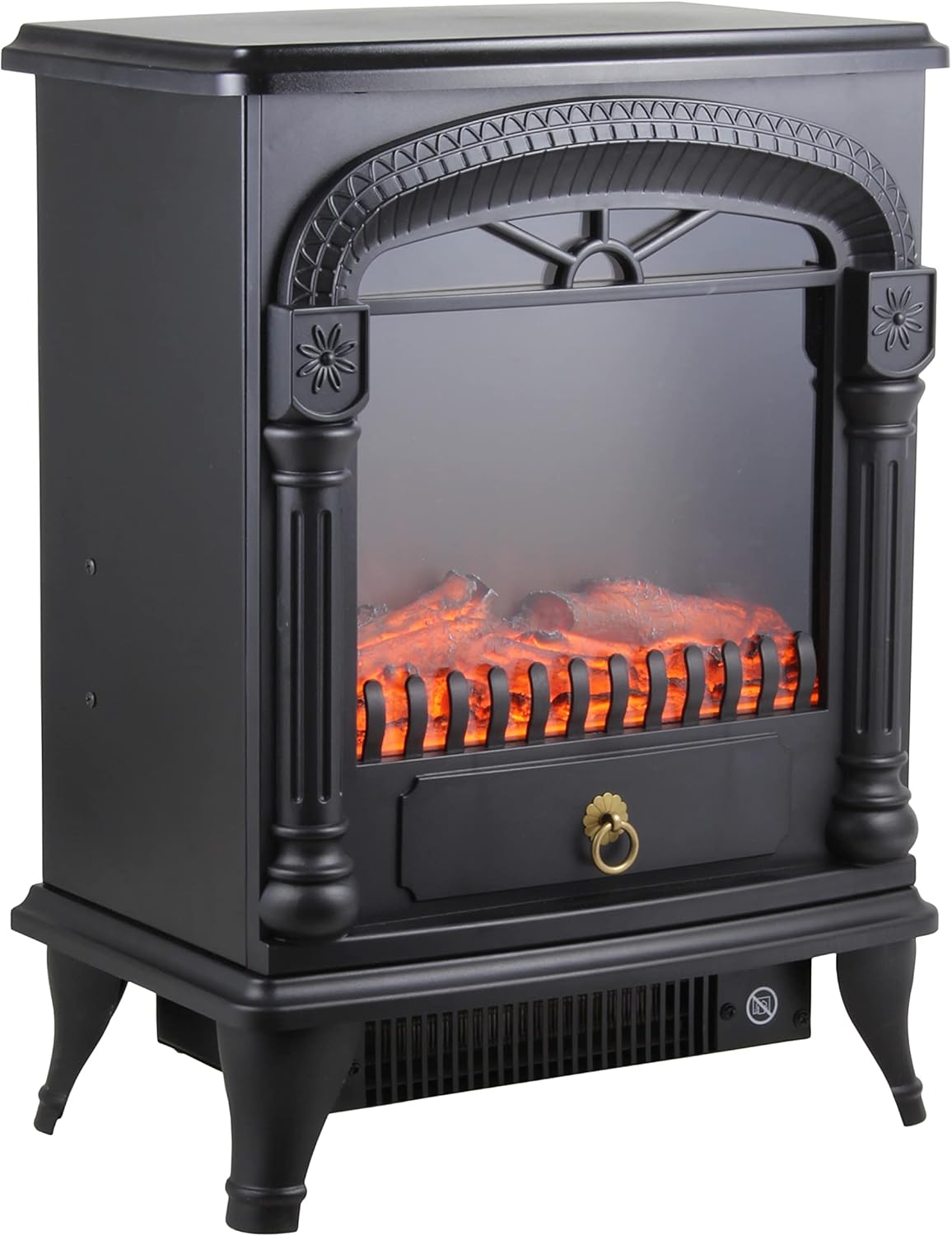 Comfort Zone Electric Fireplace Space Heater, Traditional Warm Stove Style, Realistic 3D Flame Effect, Adjustable Thermostat, & Overheat Protection, Ideal for Home, Bedroom, & Office, 1,500W, CZFP4