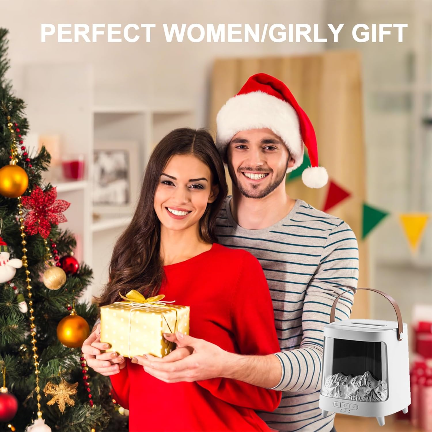 Colorful Flame Fire Diffuser Humidifier, 7 Colors Changing Oil Diffuser, Ultra-Quiet Aroma Essential Oils Aromatherapy Diffusers for Large Room, Bedroom, Office(Timeable, Waterless Auto off-150ml)