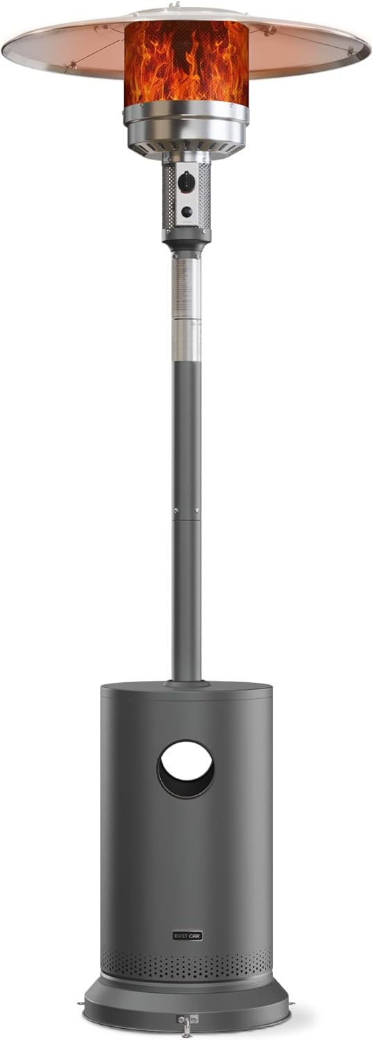 EAST OAK 50,000 BTU Patio Heater for Outdoor Use with Round Table Design, Double-Layer Stainless Steel Burner, Wheels, Triple Protection System, Outdoor Heater for Home and Residential, Black