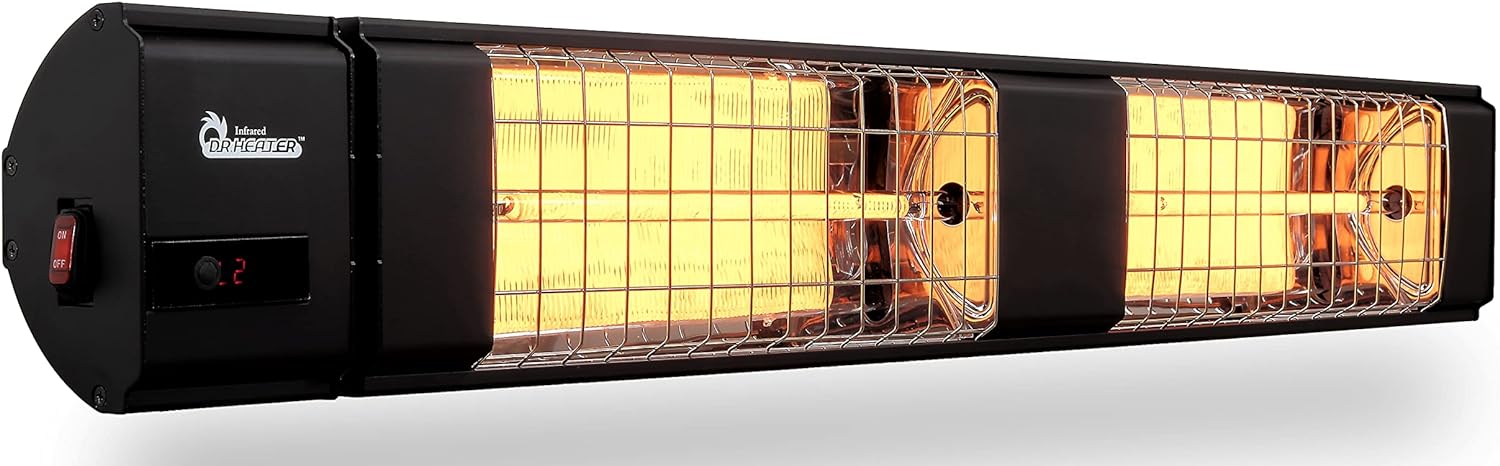 Dr Infrared Heater DR-238 Carbon Infrared Outdoor Heater for Restaurant, Patio, Backyard, Garage, and Decks, Standard, Black