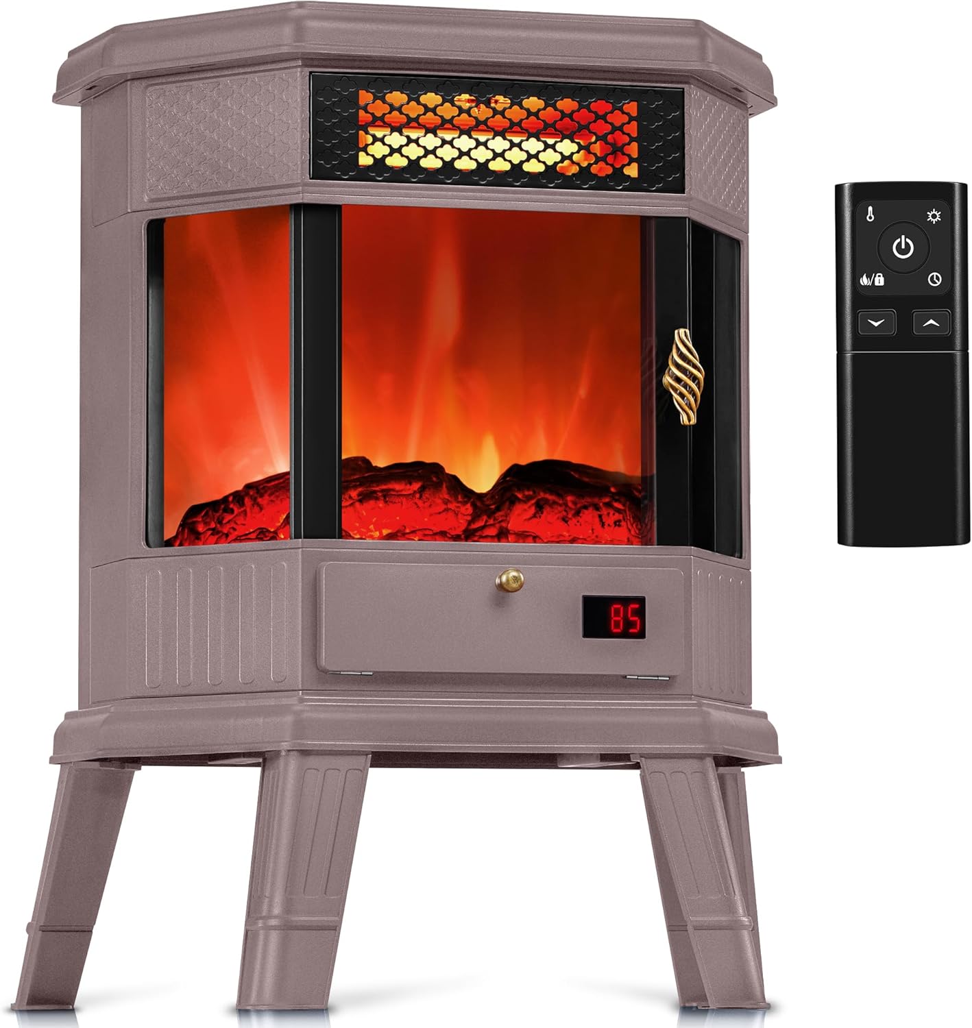 Electric Fireplace Heater 22 in Freestanding Fireplace Stove Infrared Fireplace RealSmart with 3D Flame Effect Remote Control, Timer, Overheating Protection Heater for Indoor Use Black