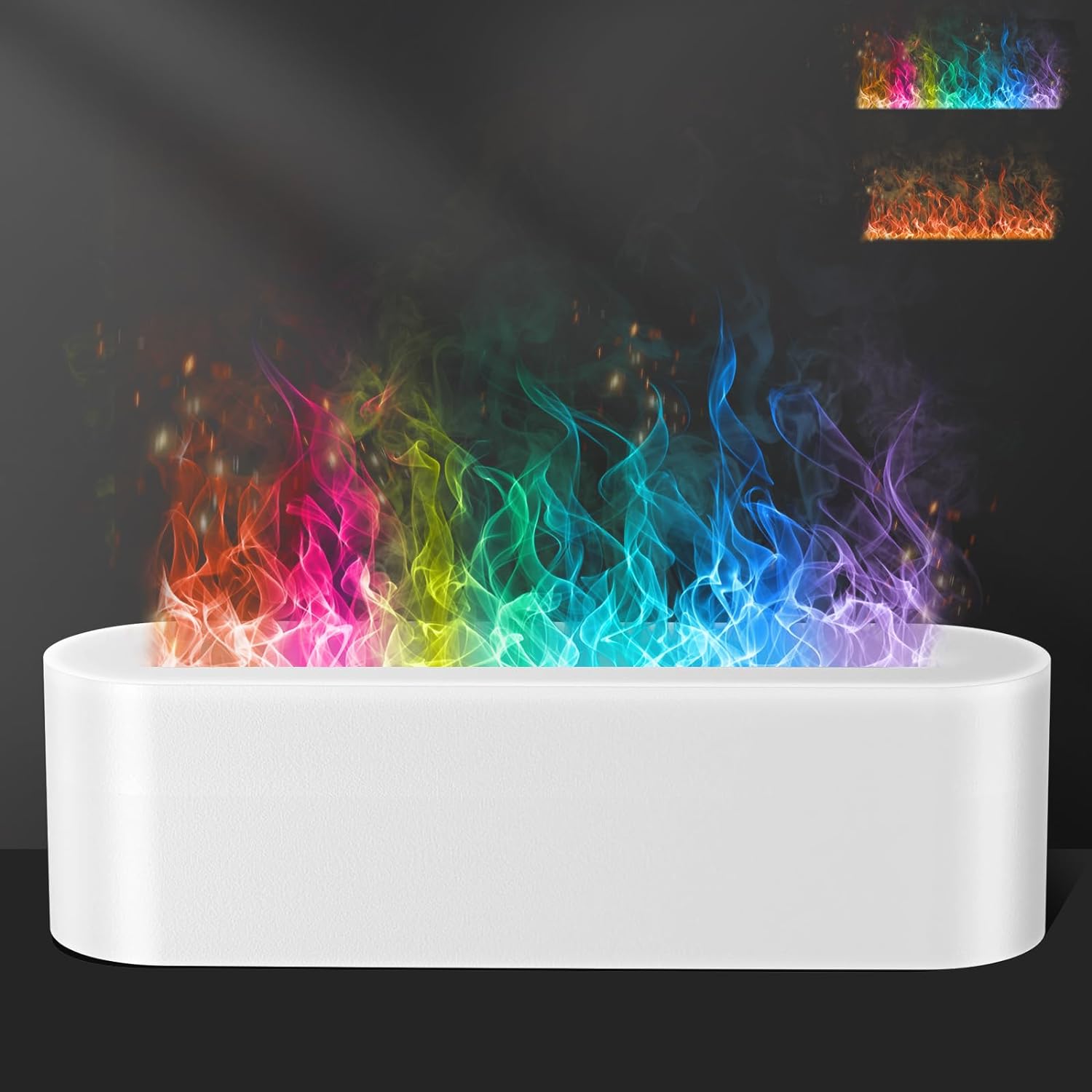 Colorful Flame Fire Diffuser Humidifier, 7 Colors Changing Oil Diffuser, Ultra-Quiet Aroma Essential Oils Aromatherapy Diffusers for Large Room, Bedroom, Office(Timeable, Waterless Auto off-150ml)