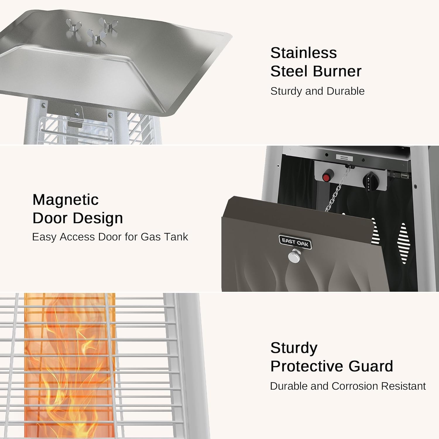 EAST OAK Pyramid Patio Heater, 48,000 BTU Outdoor Patio Heater, Quartz Glass Tube Propane Heater, Triple Protection System, With Wheels, Outdoor Heater for Commercial & Residential, Green