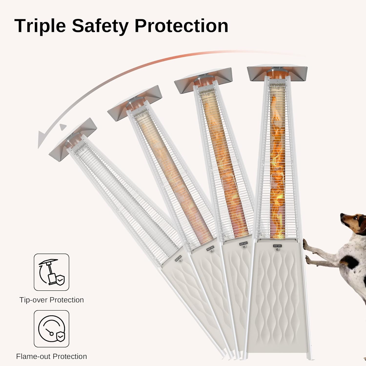 EAST OAK Pyramid Patio Heater, 48,000 BTU Outdoor Patio Heater, Quartz Glass Tube Propane Heater, Triple Protection System, With Wheels, Outdoor Heater for Commercial & Residential, Green