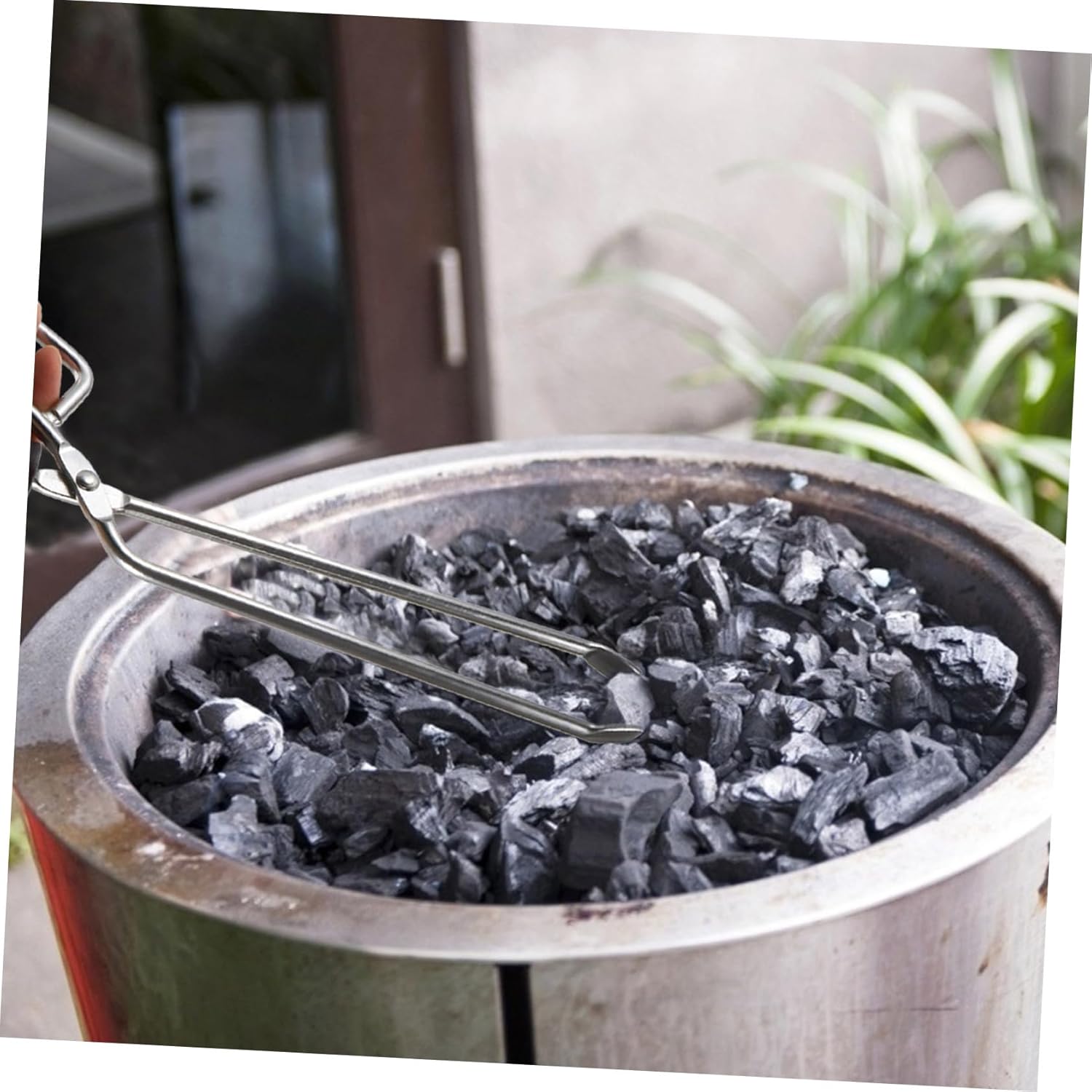 SUPVOX 4pcs Extended Charcoal Tongs Solid Beech Handle BBQ Fire Tool for Outdoor Grilling Comfortable Grip and Reach for Safe Cooking