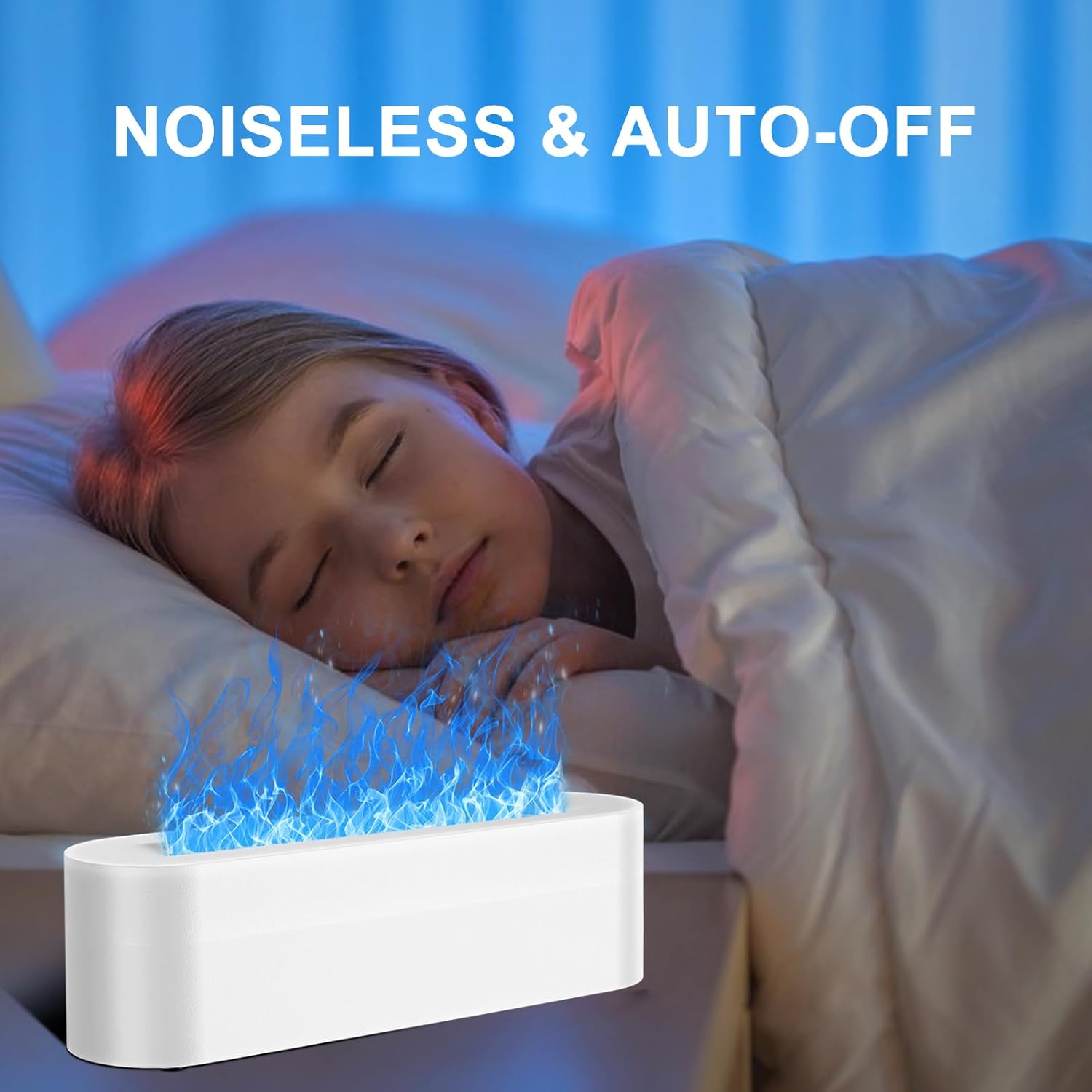 Colorful Flame Fire Diffuser Humidifier, 7 Colors Changing Oil Diffuser, Ultra-Quiet Aroma Essential Oils Aromatherapy Diffusers for Large Room, Bedroom, Office(Timeable, Waterless Auto off-150ml)