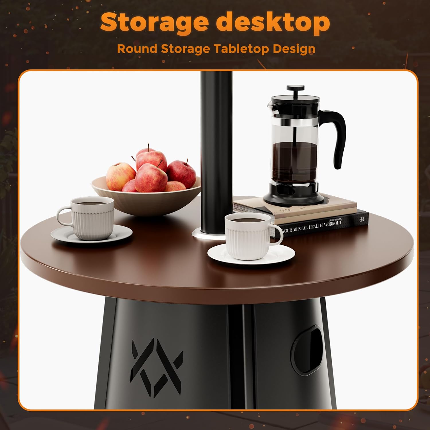 Pamapic Patio Heater with Cover, 48,000 BTU Pyramid Flame Outdoor Heater Quartz Glass Tube 87 Propane Heater