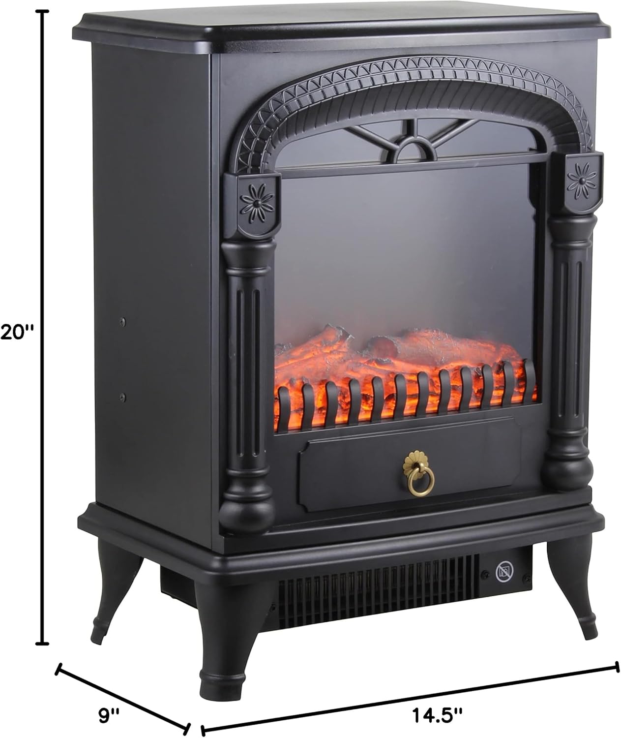 Comfort Zone Electric Fireplace Space Heater, Traditional Warm Stove Style, Realistic 3D Flame Effect, Adjustable Thermostat, & Overheat Protection, Ideal for Home, Bedroom, & Office, 1,500W, CZFP4