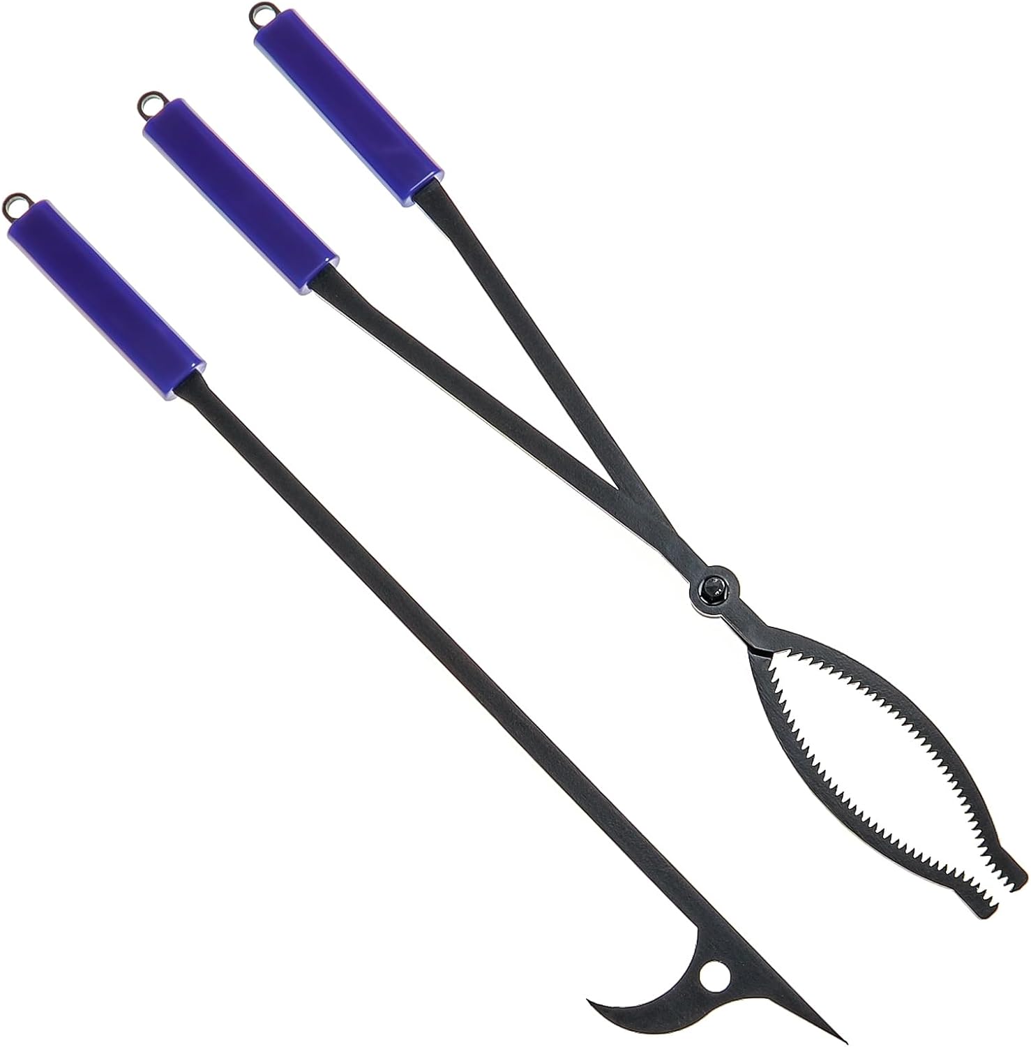 Heavy Duty Fire Tongs Set, 28 inch Fire Poker and Log Grabber Set for Fireplace and Camping Fire Pit Use, Portable Rustproof Safely Firewood Tools