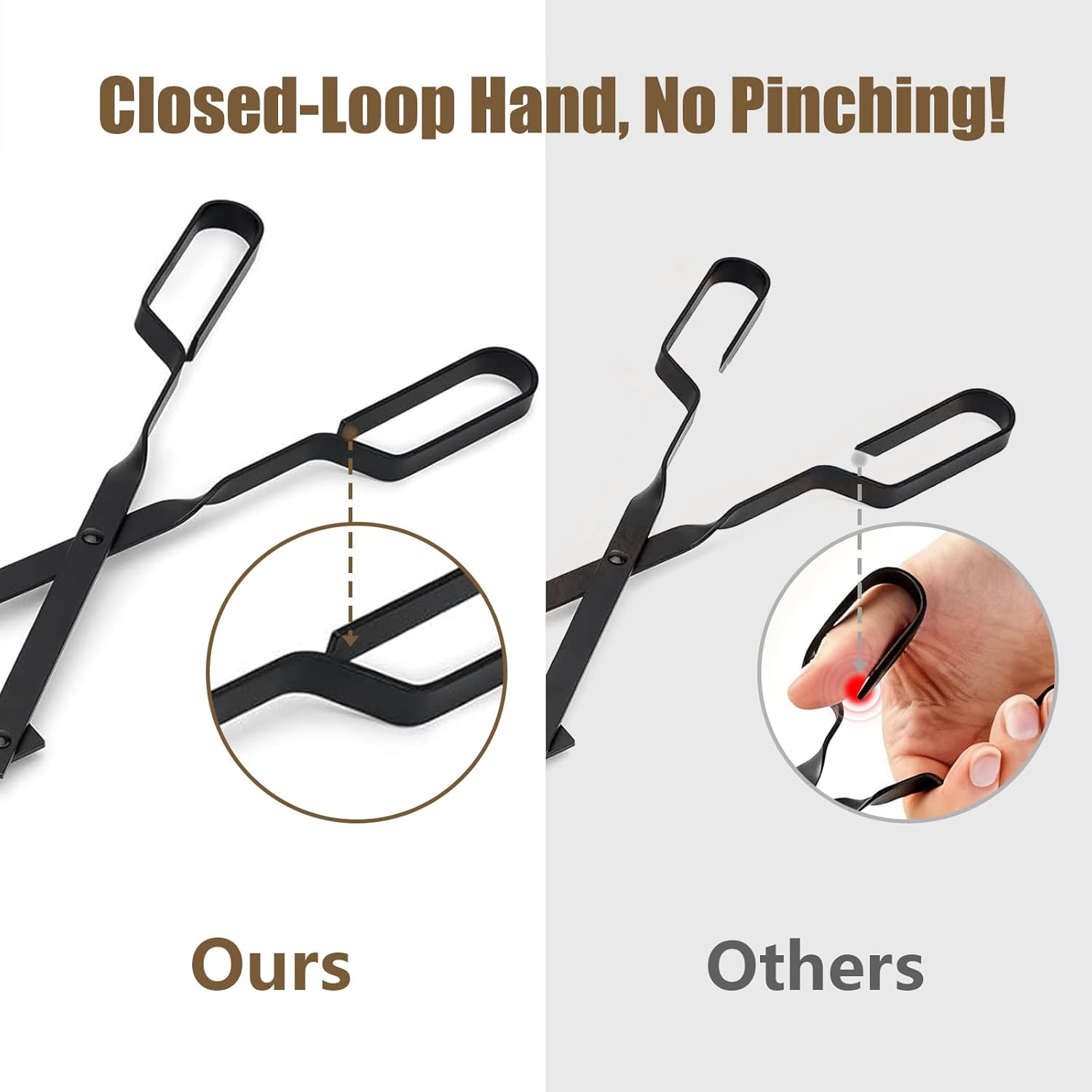 AMAGABELI GARDEN & HOME 26 Long Firewood Tongs Log Grabber for Fireplace Fire Pit Campfire Bonfire for up 12'' Thick Logs Heavy Duty Wrought Iron Outside Outdoor Indoor Wood Stove Fire Place Tools