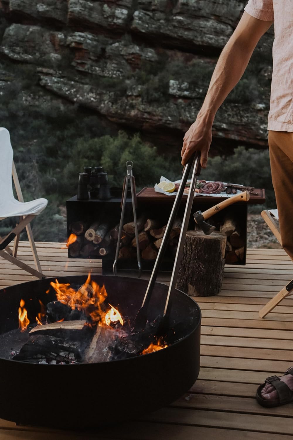 Donkey Long Tong BBQ Tongs 32 inch Extra Long Grill Tongs - - Stainless Steel, Locking Tongs, Bottle Opener, Wooden Handles, Premium Tongs