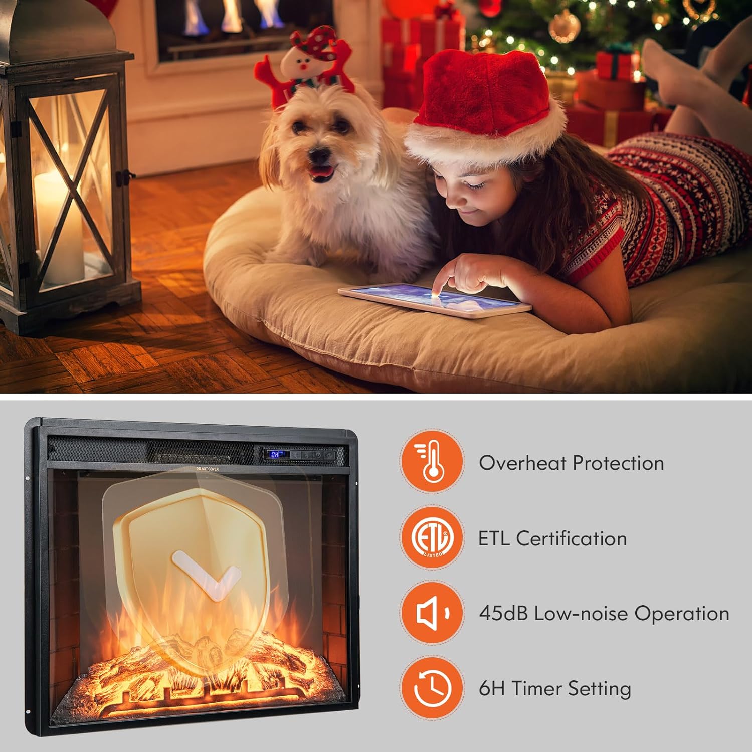 Tangkula 18 Inches Electric Fireplace Insert, Recessed 1400 W Electric Fireplace w/Adjustable Flame & Heat, Built-in Timer & Thermostat, Control Panel & Remote and Overheat Protection, Black