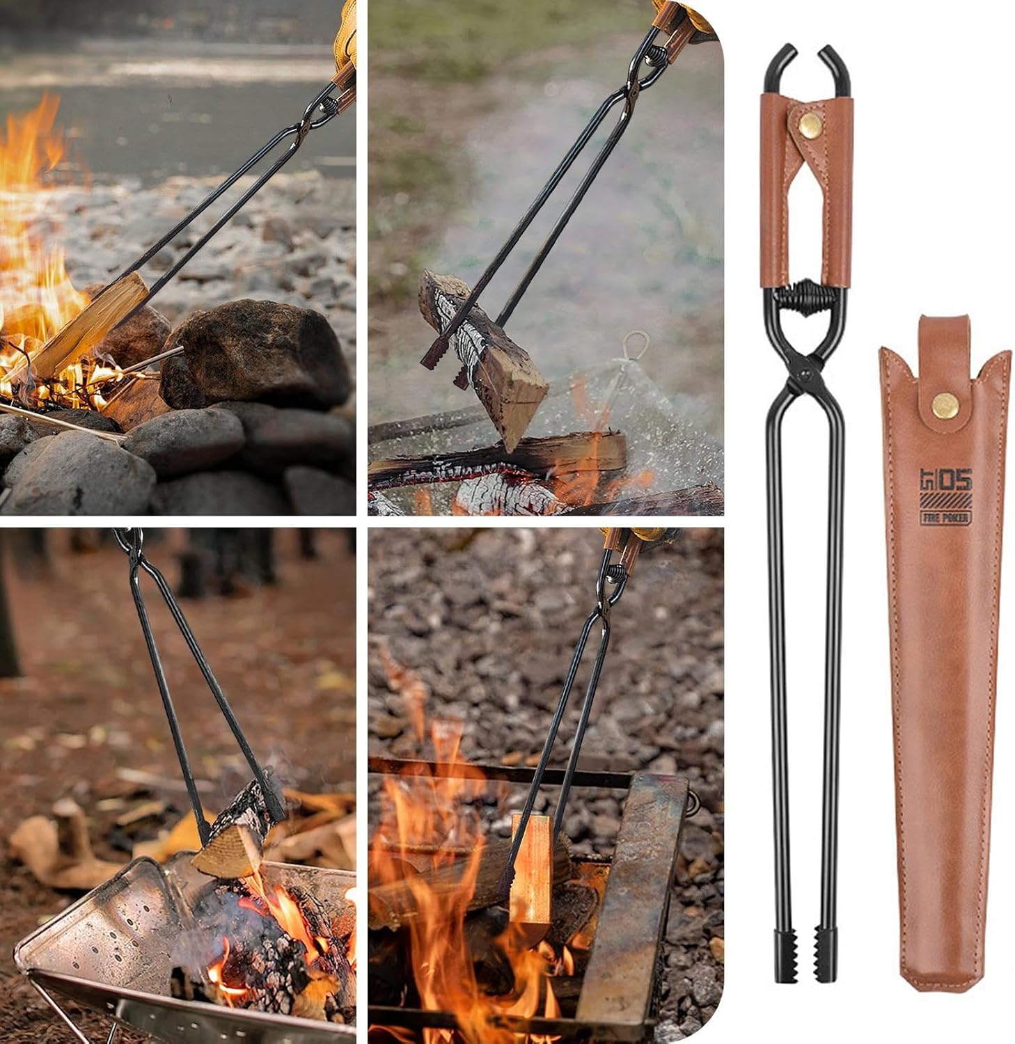 Charcoal Clip for Grilling, Portable Campfire Tongs, Charcoal Cherry Picker Tool, Thick and Campfire Clip, Non-Slip Charcoal Tongs, Easy-to-use Barbecue Tool Heat-Resistant Cooking Clip/120