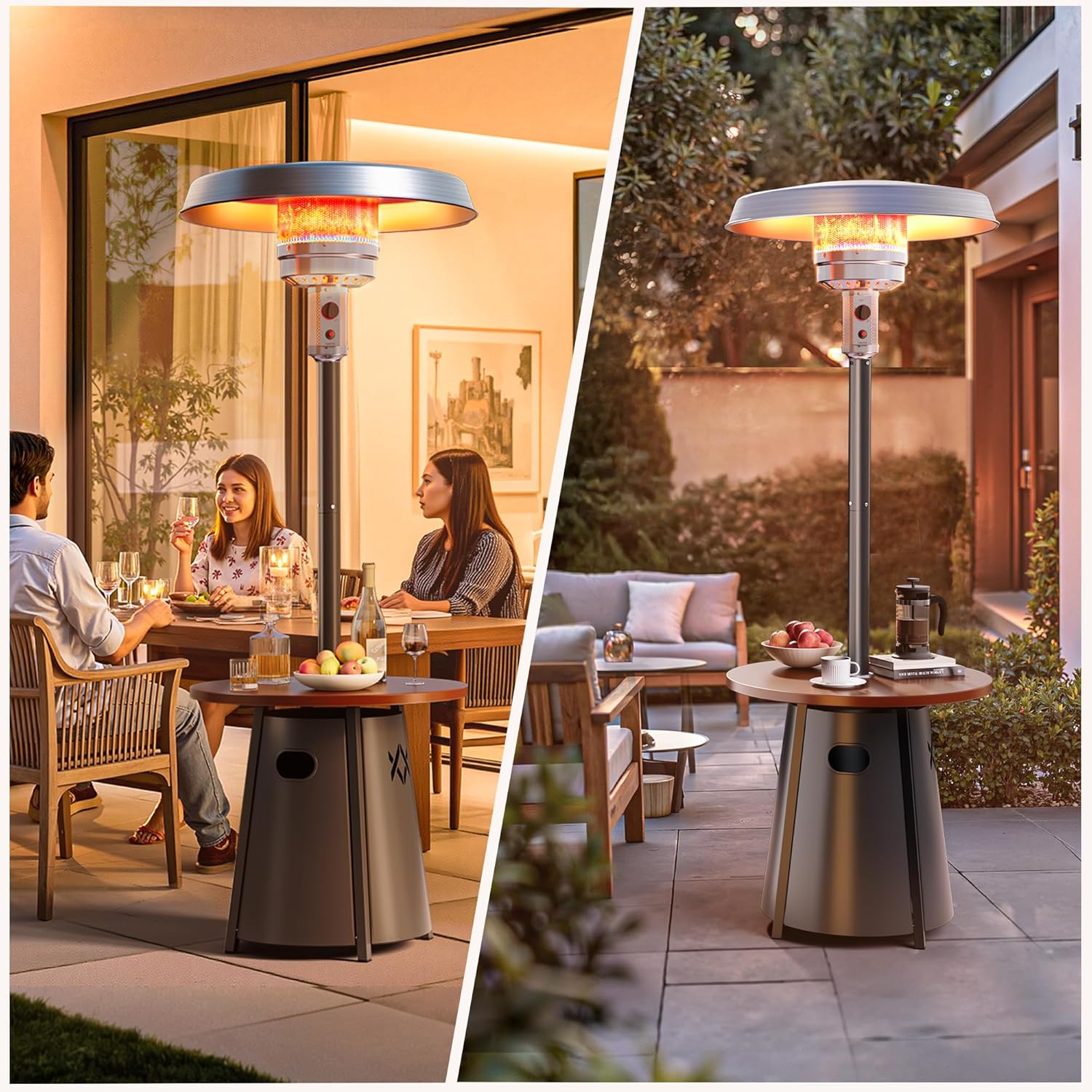 Pamapic Patio Heater with Cover, 48,000 BTU Pyramid Flame Outdoor Heater Quartz Glass Tube 87 Propane Heater