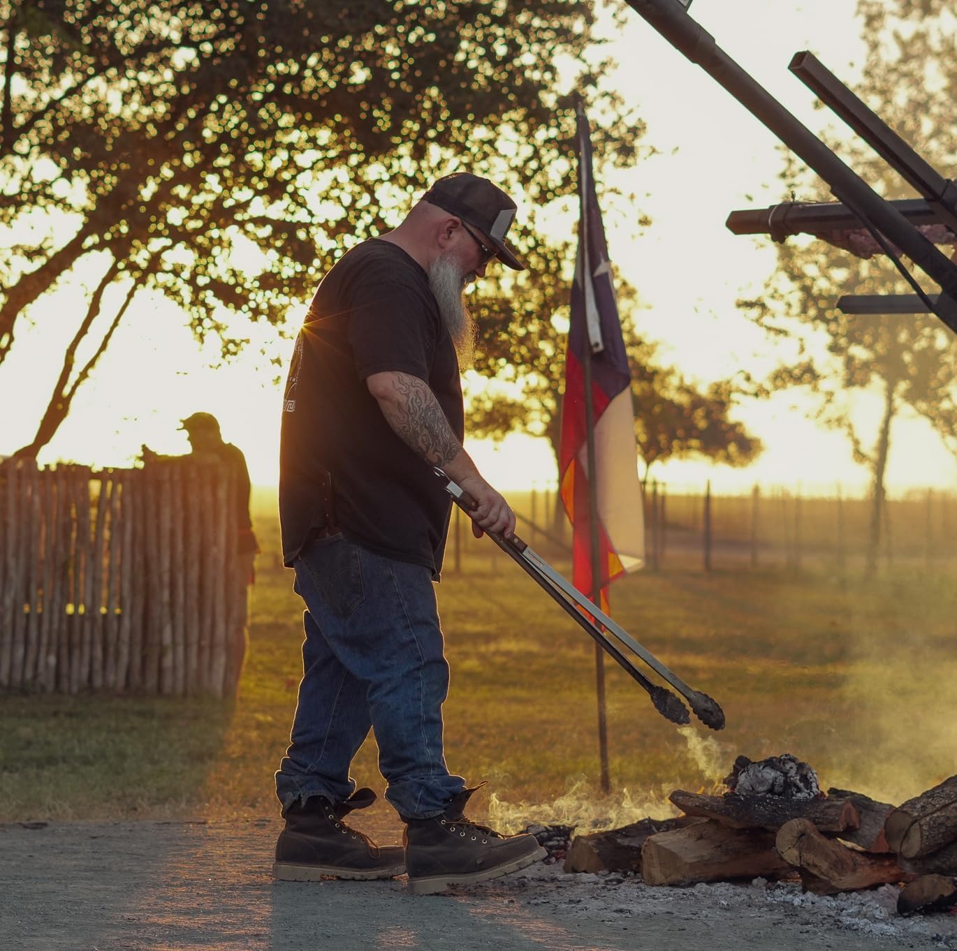 Donkey Long Tong BBQ Tongs 32 inch Extra Long Grill Tongs - - Stainless Steel, Locking Tongs, Bottle Opener, Wooden Handles, Premium Tongs