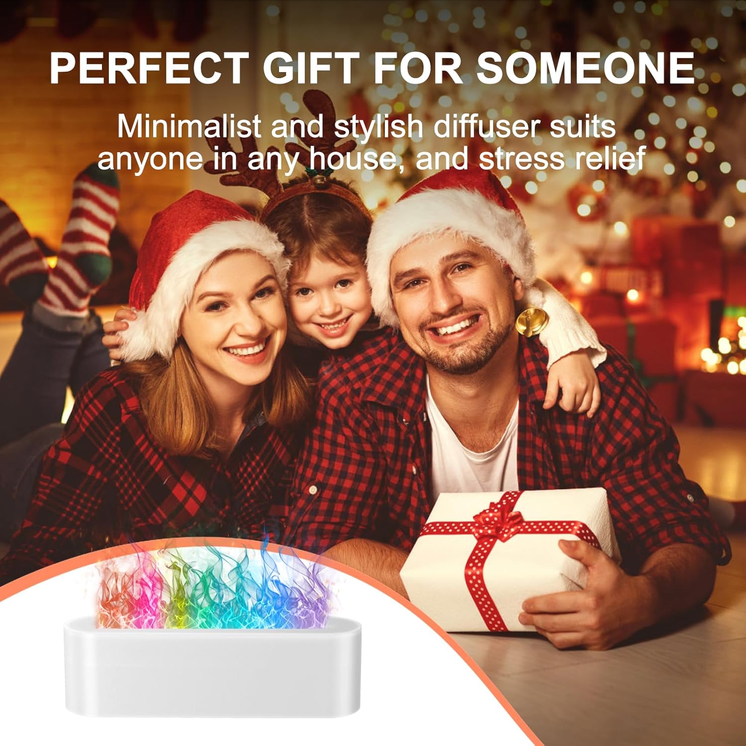 Colorful Flame Fire Diffuser Humidifier, 7 Colors Changing Oil Diffuser, Ultra-Quiet Aroma Essential Oils Aromatherapy Diffusers for Large Room, Bedroom, Office(Timeable, Waterless Auto off-150ml)