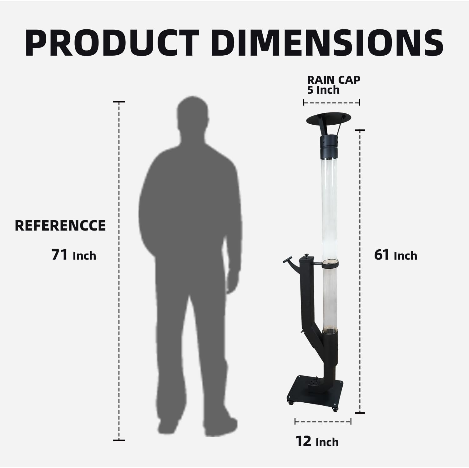 Eco Flame Smokeless Wood Pellet Fire Pit & Patio Heater, Portable Outdoor Rocket Stove with Glass Tube and Ash Tray for Backyard, Camping, Beach, Garden - Stainless Steel Classic