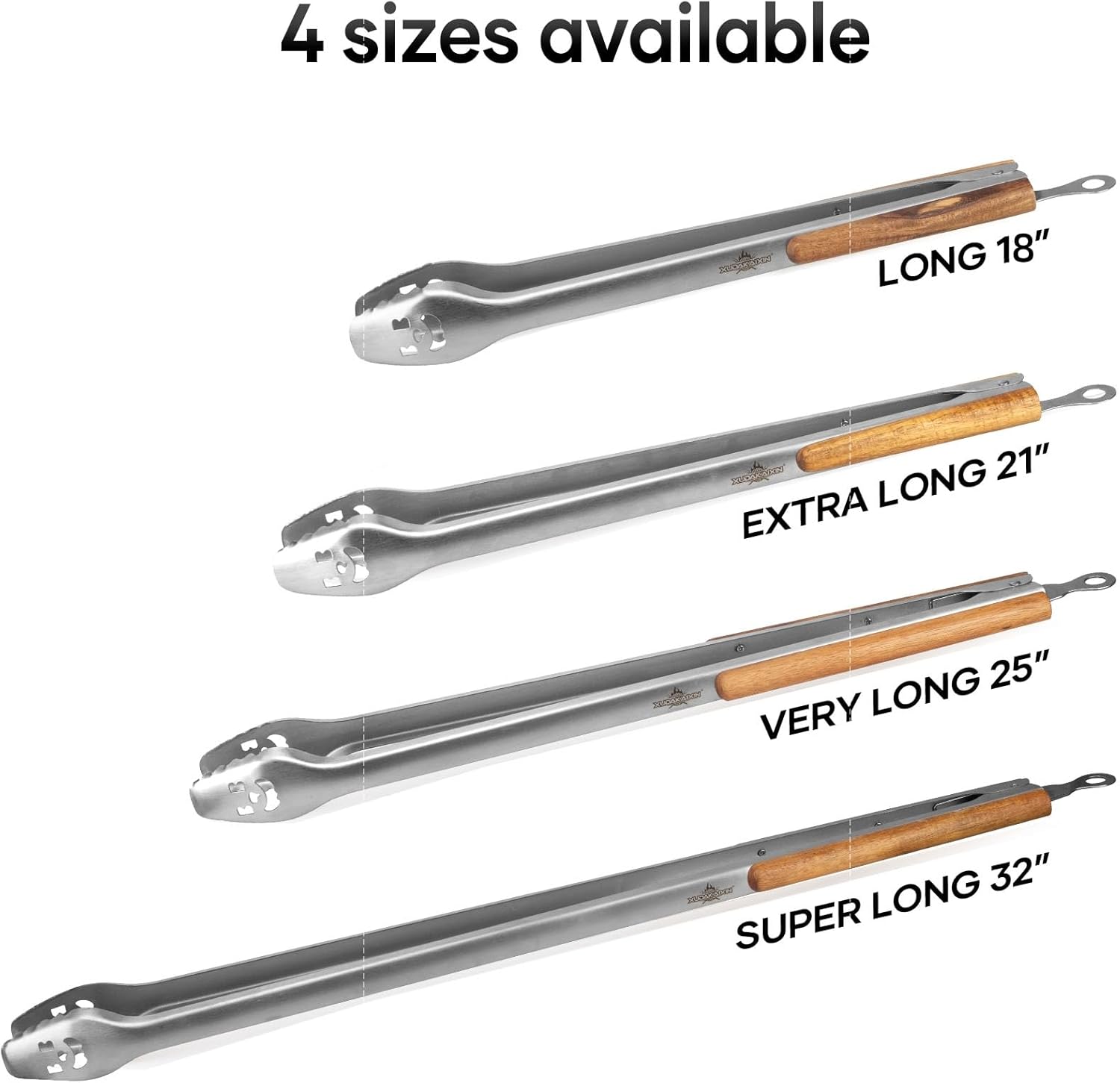 XUDAKAIXIN Fire Pit Tongs 32-inch Super Long for Loading Wood,BBQ with Extended Luxurious Acacia Handle for Fire Pits, Fire Rings,Campfires, and Fireplaces, Outdoor or Indoor ﻿