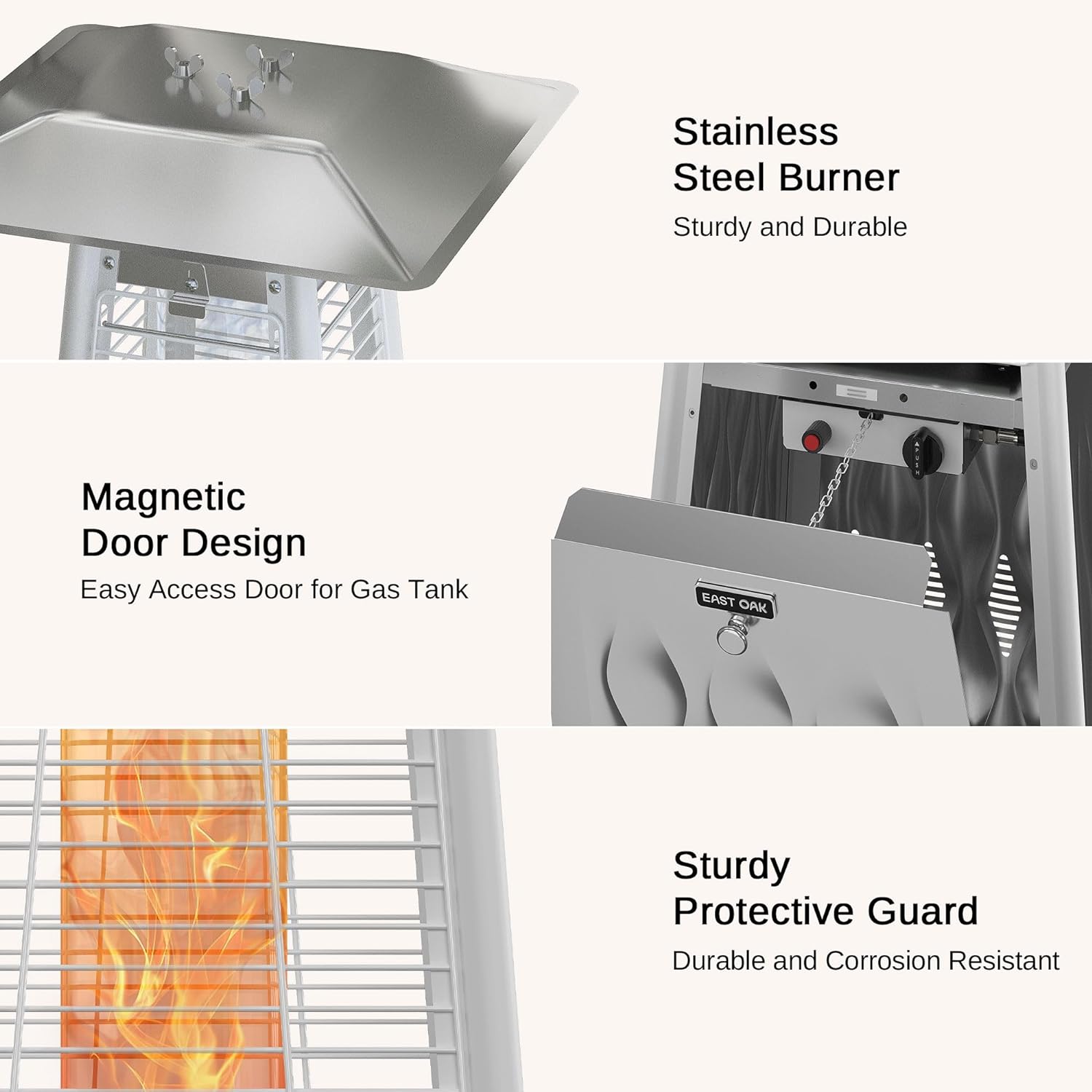 EAST OAK Pyramid Patio Heater, 48,000 BTU Outdoor Patio Heater, Quartz Glass Tube Propane Heater, Triple Protection System, With Wheels, Outdoor Heater for Commercial & Residential, Green