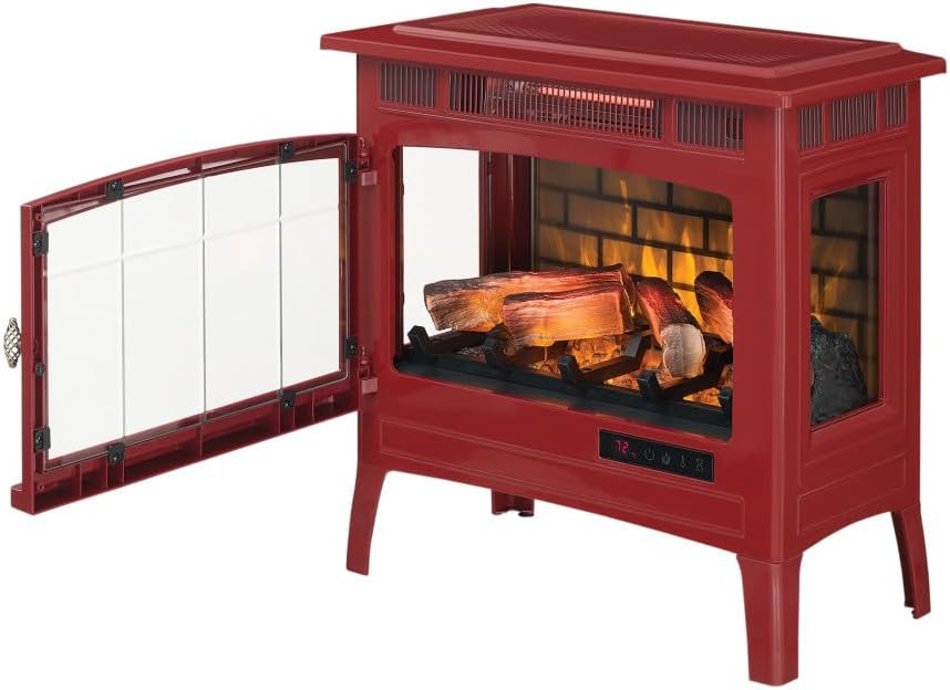 duraflame Freestanding Electric Fireplace Stove Heater with 3D Flame Effect for 1,000 Sq. Ft. Room, Black