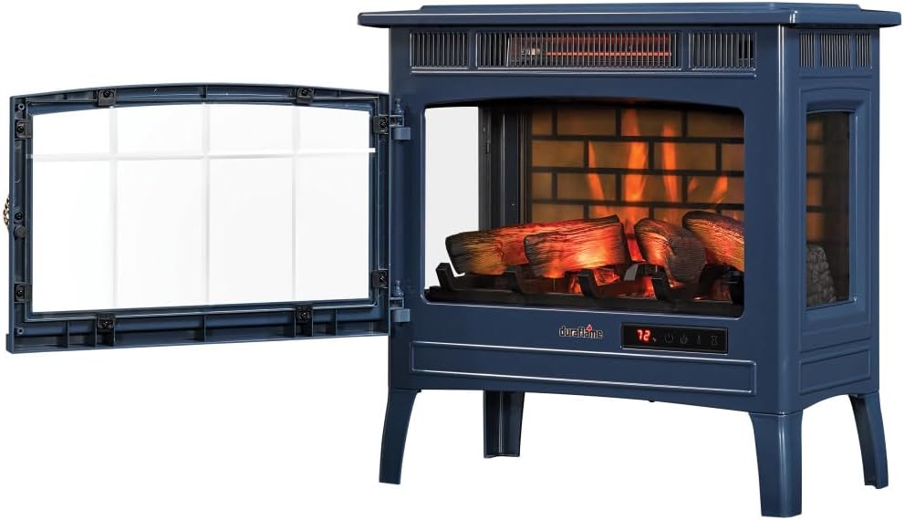 duraflame Freestanding Electric Fireplace Stove Heater with 3D Flame Effect for 1,000 Sq. Ft. Room, Black